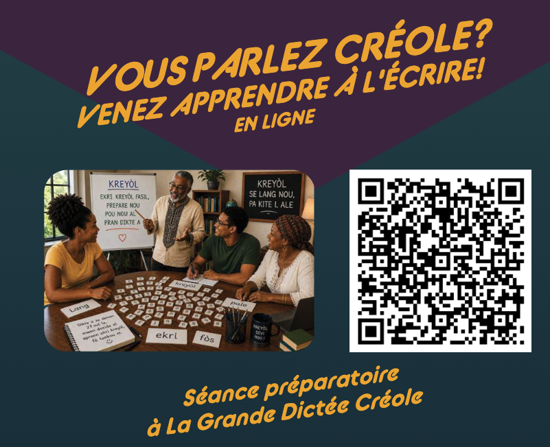 Vous parlez créole ? Venez apprendre à l'écrire ! – Séance préparatoire à la Grande Dictée créole (en ligne) - Karibu Montréal Vous parlez créole ? Venez apprendre à l’écrire ! – Séance préparatoire à la Grande Dictée créole (en ligne)
